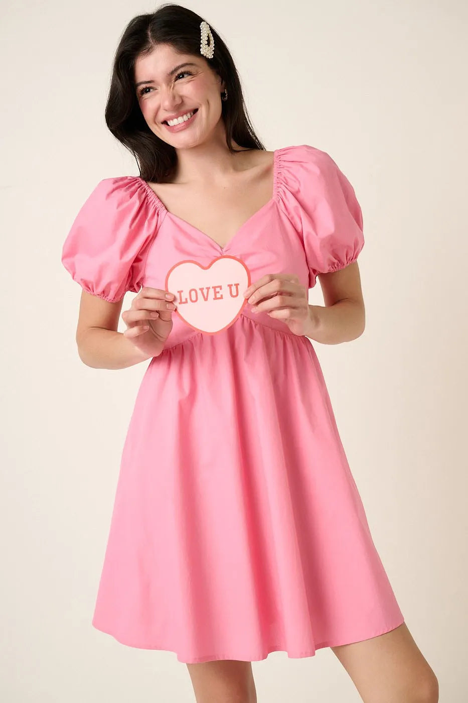 Venus Sweetheart Puff Sleeve Smocked Mini Dress — view 6