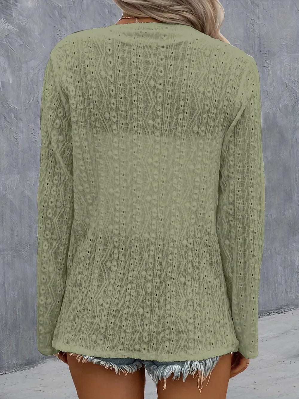 Brigid Eyelet Roll-Tab Sleeve Cardigan — view 18