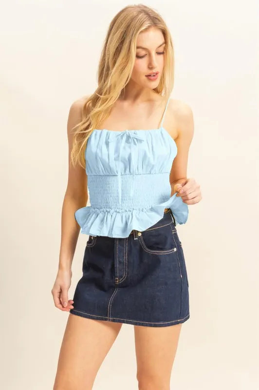 Venus Poplin Smocked Waist Summery Cami Top