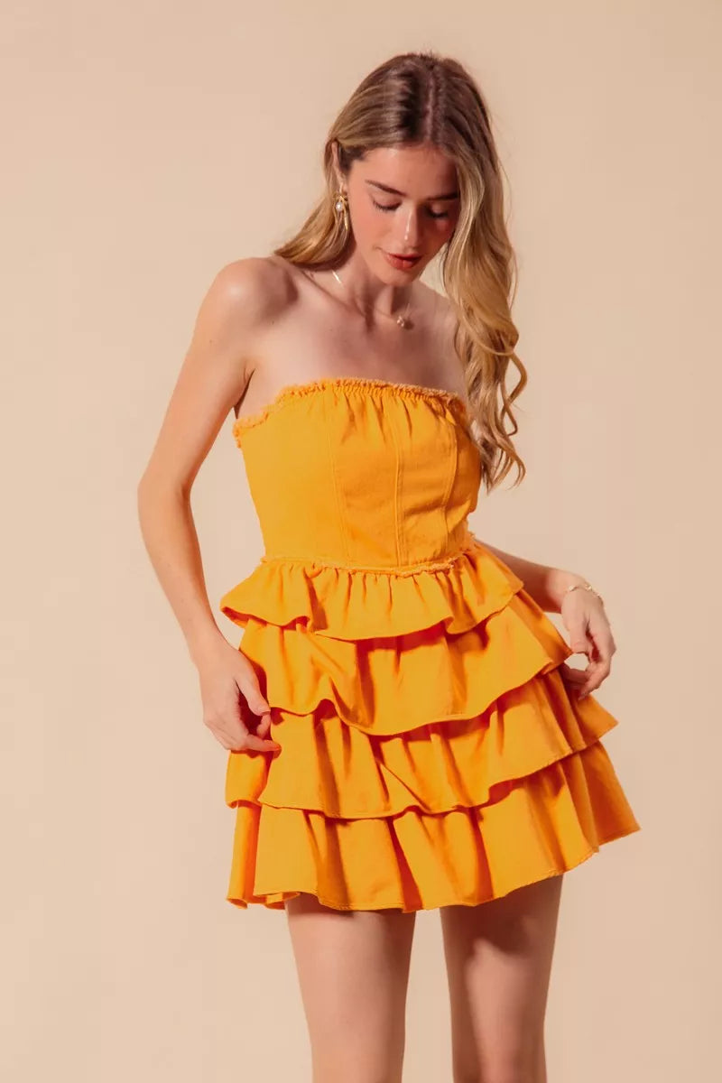 Eos Strapless Ruffle Layered Game Day Cheer Up Dress — view 4