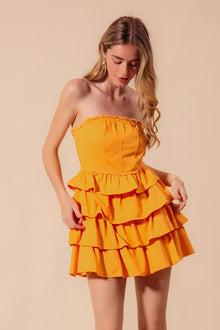 Eos Strapless Ruffle Layered Game Day Cheer Up Dress — thumbnail 4