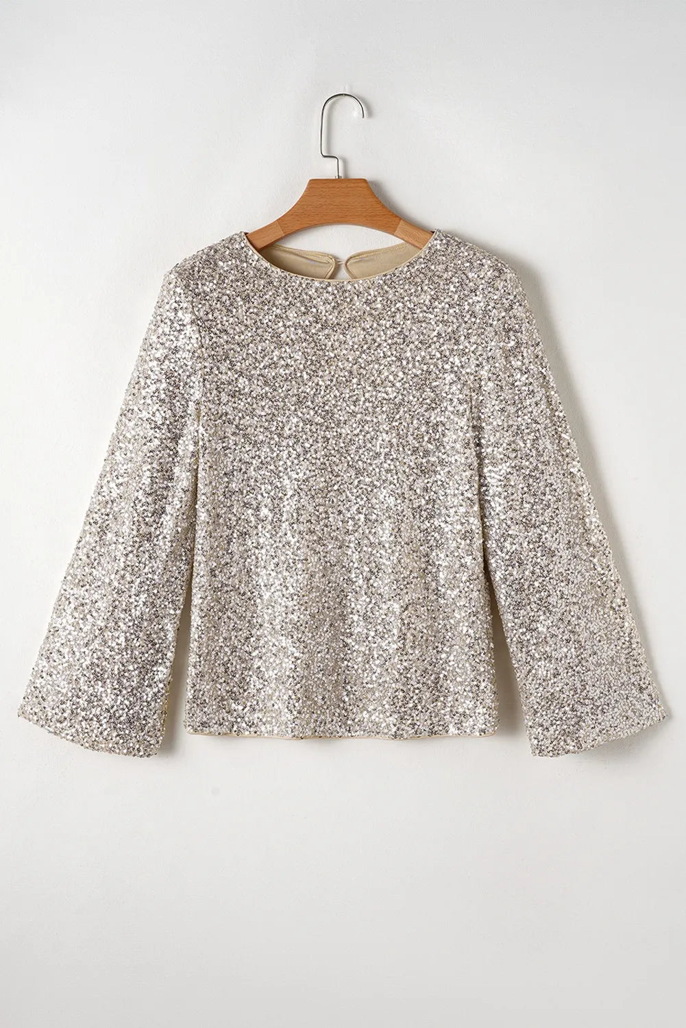 Asteria Cutout Sequin Round Neck Long Sleeve Blouse — view 5