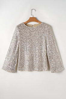 Asteria Cutout Sequin Round Neck Long Sleeve Blouse — thumbnail 5
