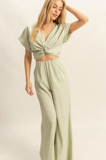 Lakshmi Twisted Front Short Sleeve Top and Wide Leg Pants Set — thumbnail 2