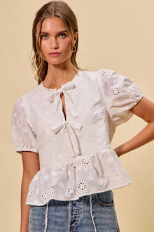 Brigid Eyelet Front Tie Blouse — thumbnail 14