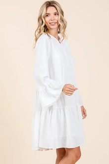 Eir Tiered Notched Flare Sleeve Dress — thumbnail 3