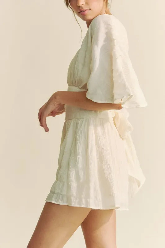 Selene Batwing Sleeve Waist Belt Romper — view 2