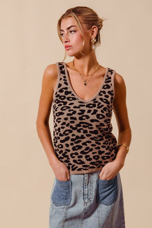 Demeter Leopard Knitted Lightweight V Neck Tank Top — thumbnail 5