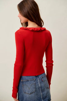 Pele Cascade Ruffle Ribbed Sweater Cardgian — thumbnail 30