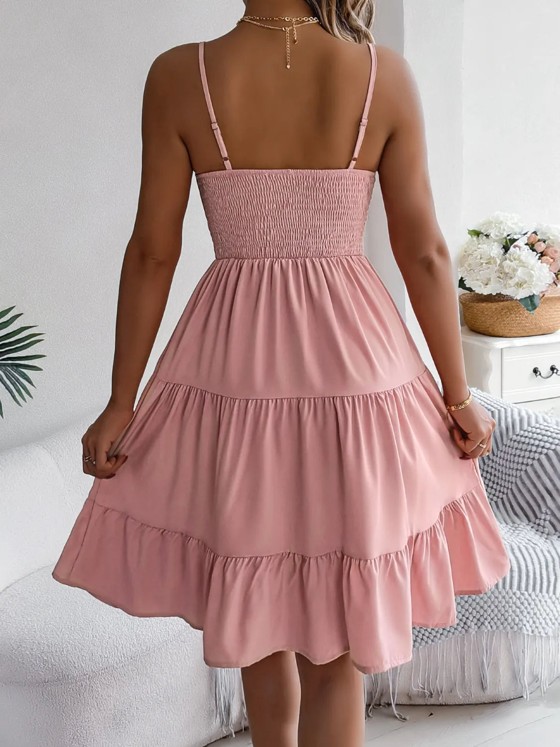 Aphrodite Smocked Back Tiered Cami Dress — view 3