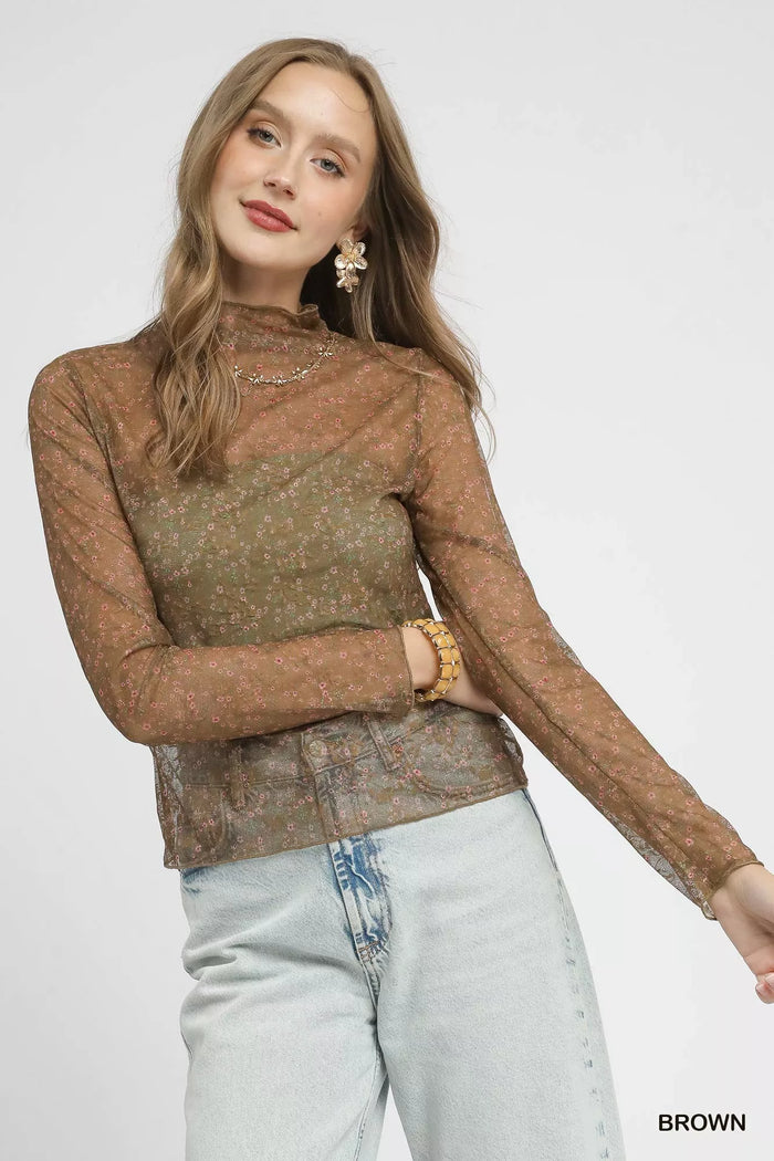 Morrigan Lace Mesh Long Sleeve Top