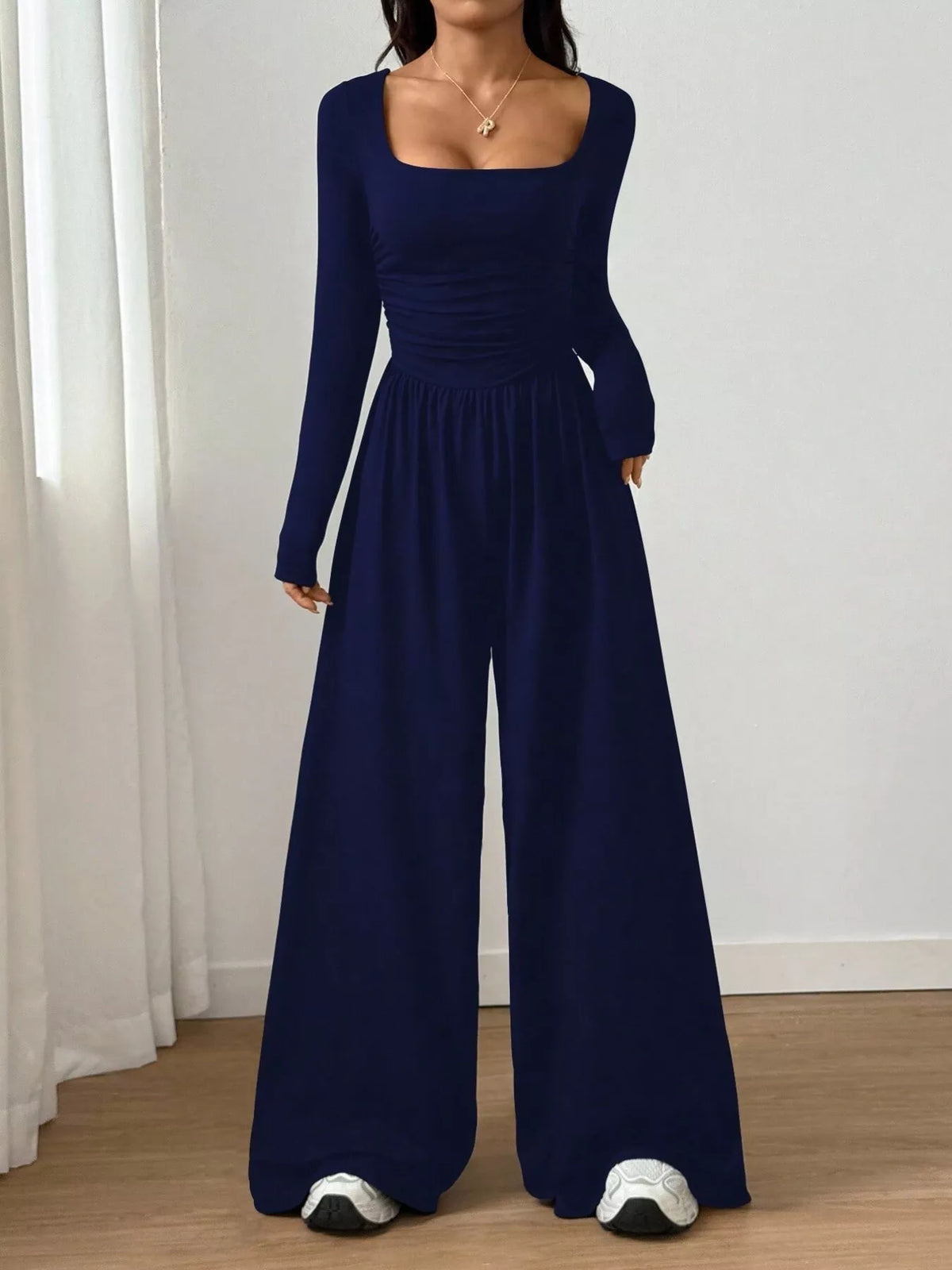 Bastet Ruched Square Neck Wide-Leg Jumpsuit — view 26