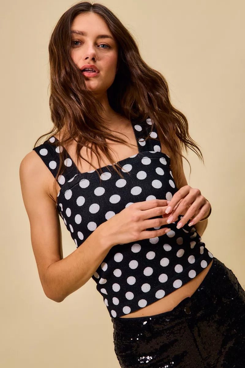 Demeter Polka Dot Knit Crop Seamless Casual Tank — view 5