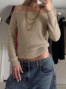 Asteria Sequin Off-Shoulder Sweater — thumbnail 2