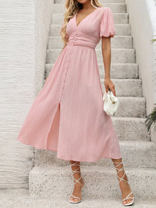 Venus V-Neck Puff Sleeve Dress — thumbnail 3