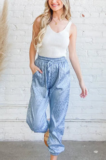 Lakshmi Satin Leopard Print Joggers — thumbnail 4