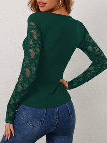 Morrigan Lace Wavy Hem V-Neck Long Sleeve Top — thumbnail 15