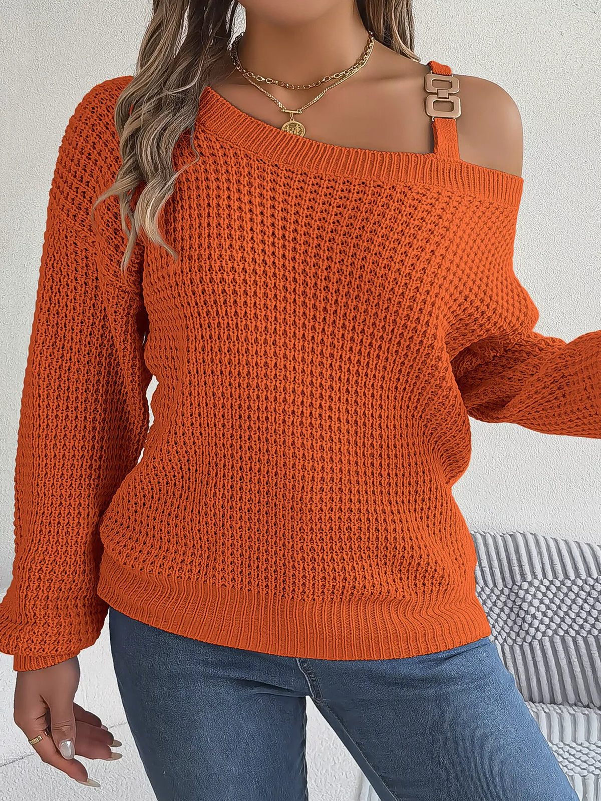 Parvati Asymmetrical Neck Long Sleeve Sweater — view 11