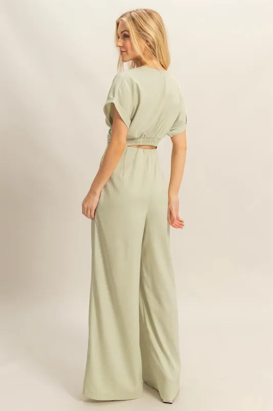 Lakshmi Twisted Front Short Sleeve Top and Wide Leg Pants Set — view 4