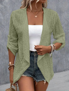 Brigid Eyelet Roll-Tab Sleeve Cardigan — thumbnail 16