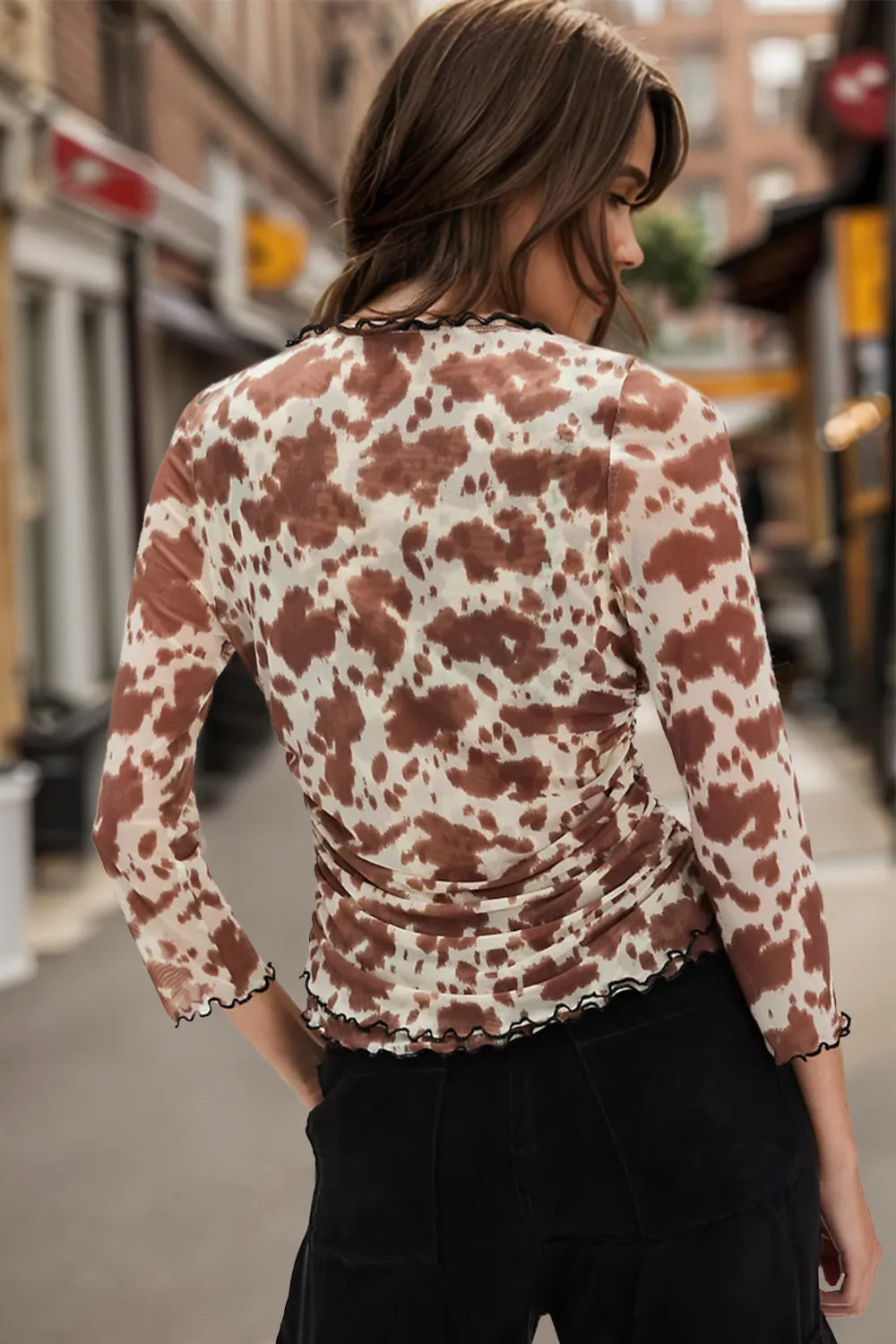 Freya Oh Full Size Animal Print Button Down Plunge Top — view 2