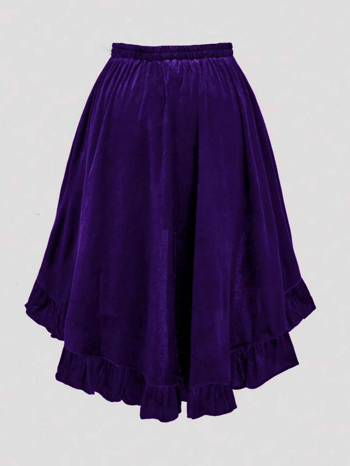 Aurora Ruffled Velvet Elastic Waist Skirt — view 16