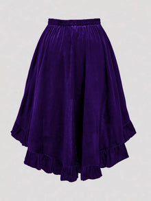 Aurora Ruffled Velvet Elastic Waist Skirt — thumbnail 16