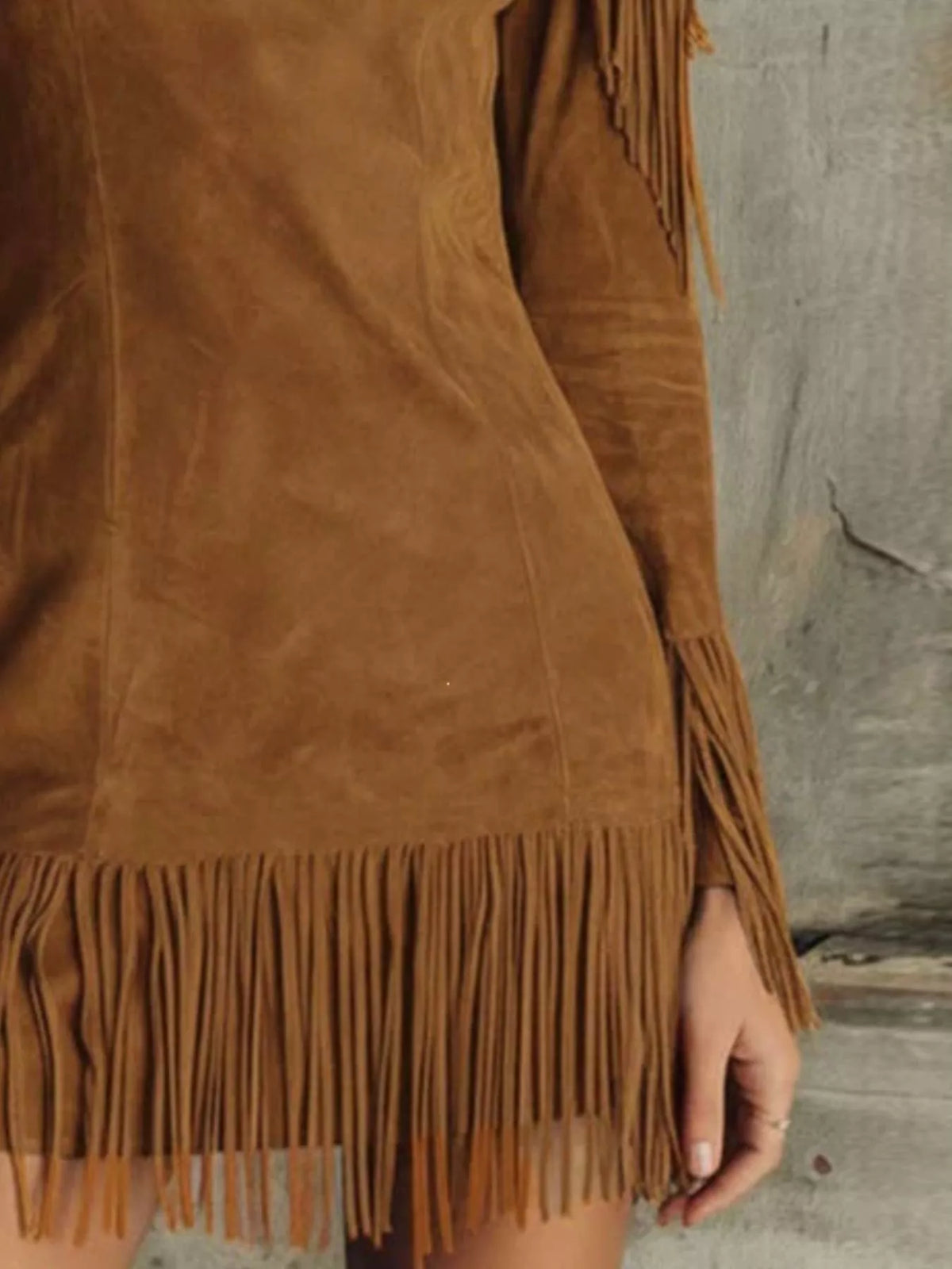 Rhiannon Fringed Cold Shoulder Mini Dress — view 2