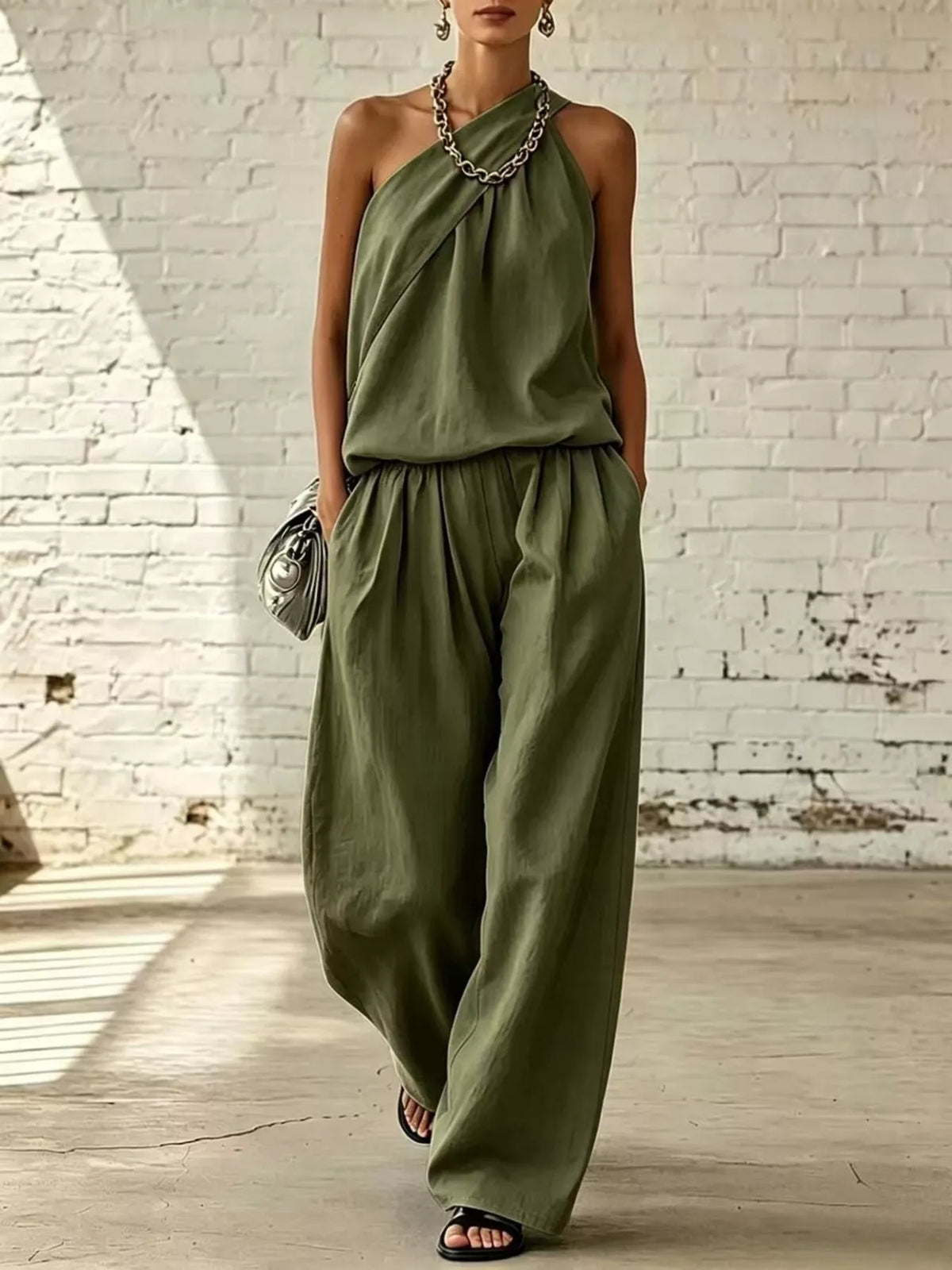 Selene Sleeveless Top and Wide-Leg Pants Set — view 7