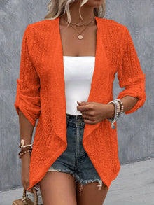 Brigid Eyelet Roll-Tab Sleeve Cardigan — thumbnail 4