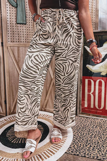 Iris Multicolour Western Print Zebra Pattern Elastic Waist Pocket Pants — thumbnail 6
