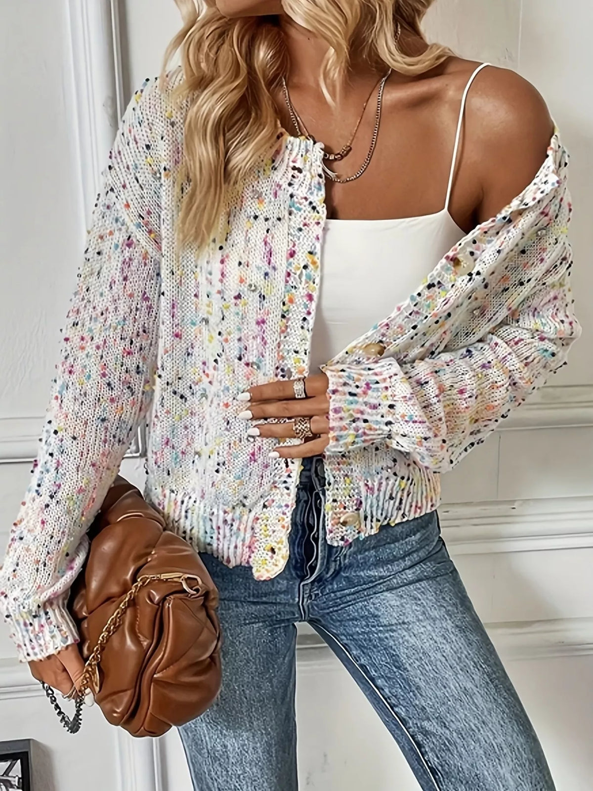 Vesta Textured Knit Button-Up Cardigan — view 4