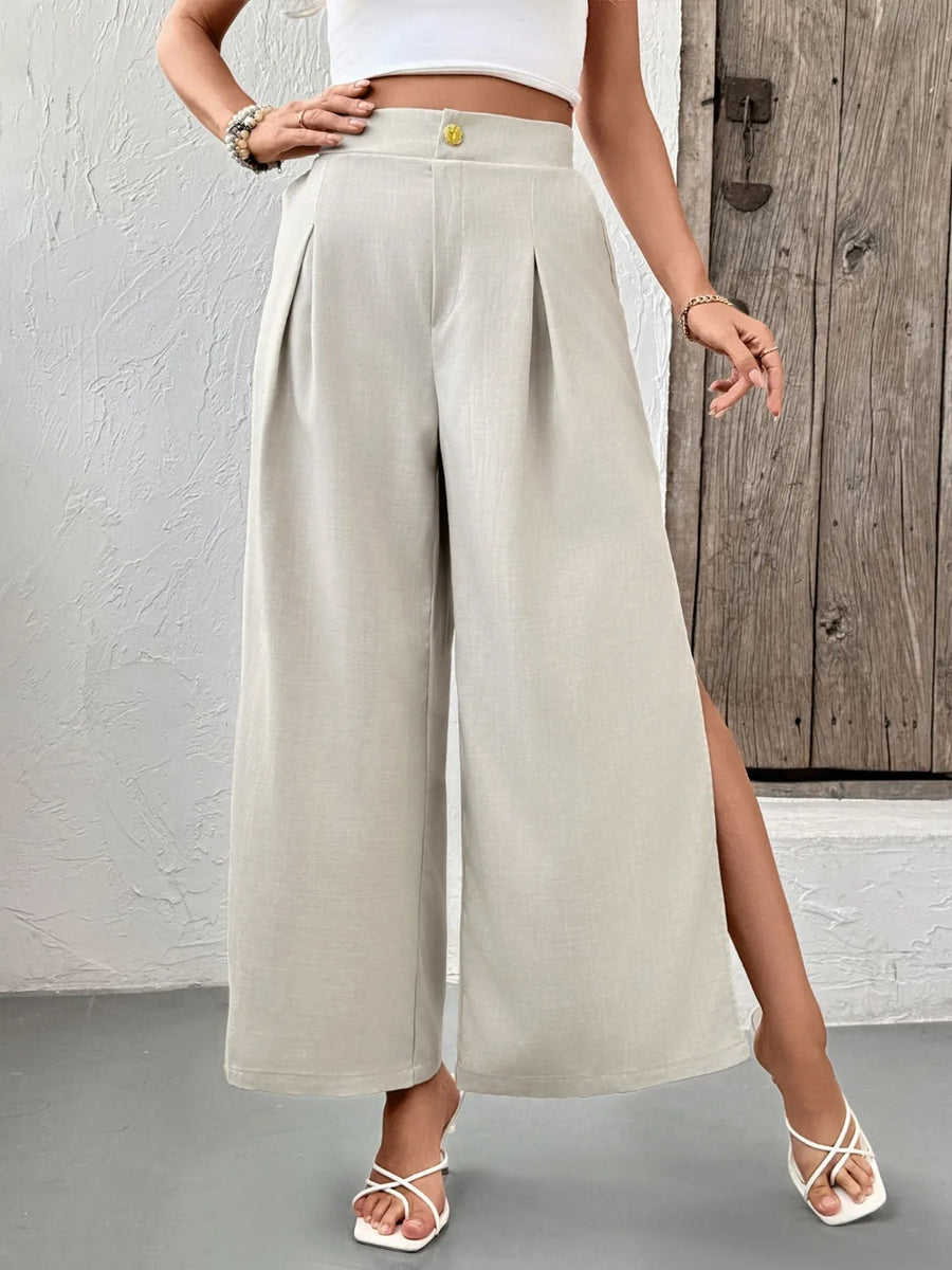 Maat Pleated Wide Leg Pants styled in the studio