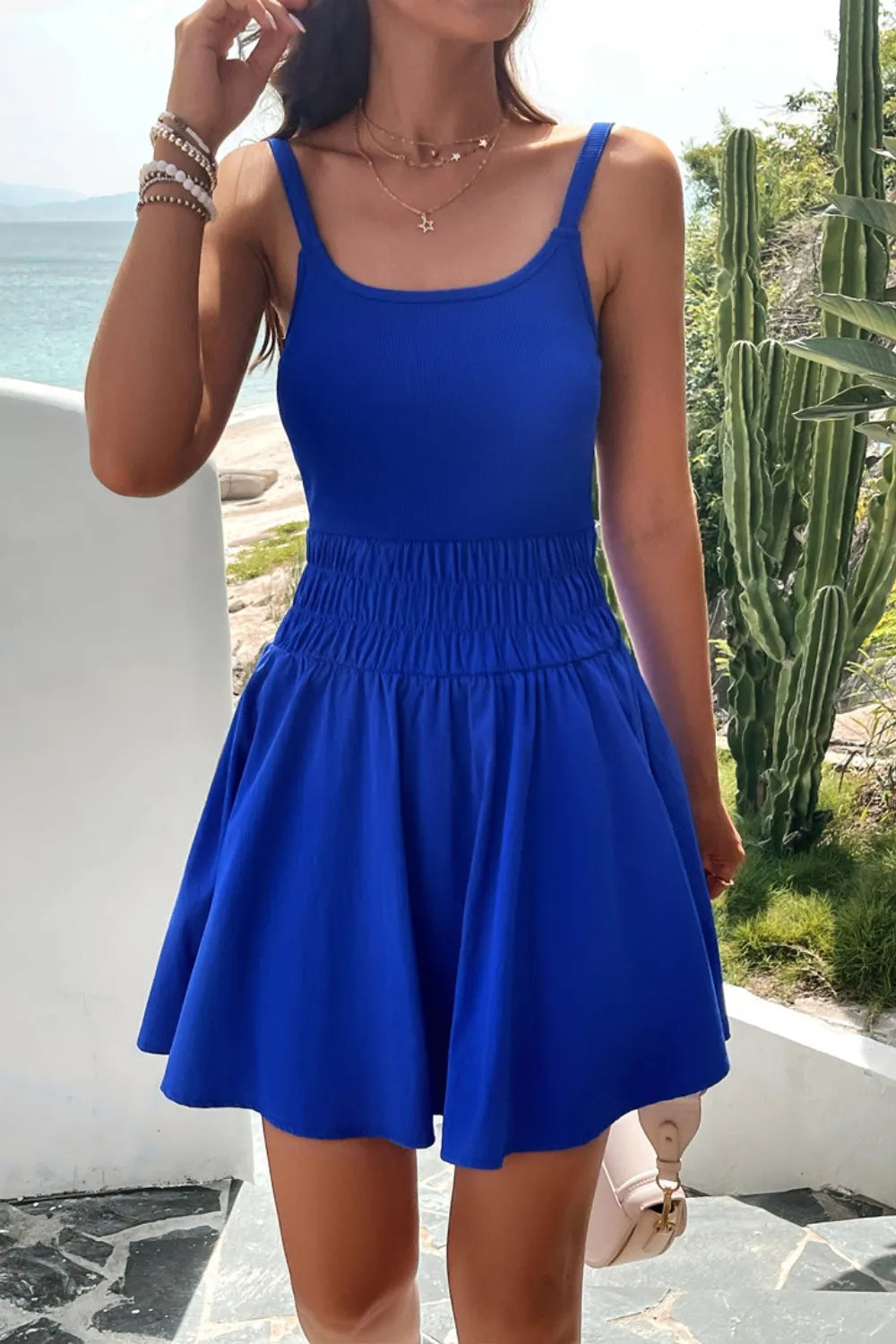 Hecate Smocked Scoop Neck Mini Cami Dress — view 6