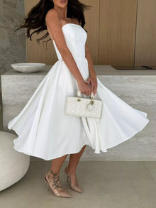 Eos Strapless Ruched A-Line Midi Dress — thumbnail 18