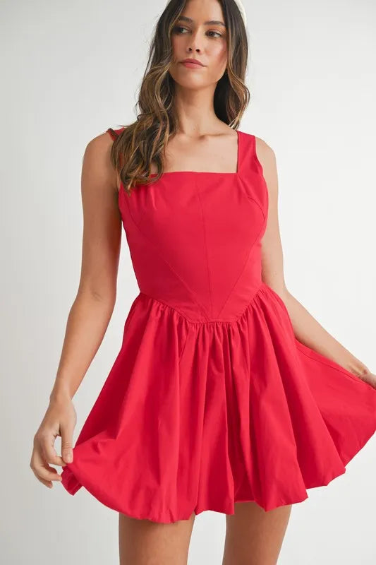 Maat Poplin Square Neckline Bubble Mini Dress