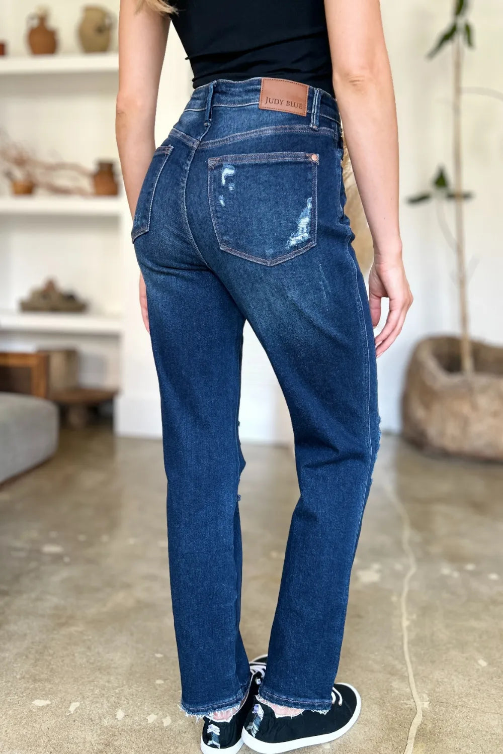 Artemis High Waist Rigid Magic Heavy Destroy Straight Jeans — view 10