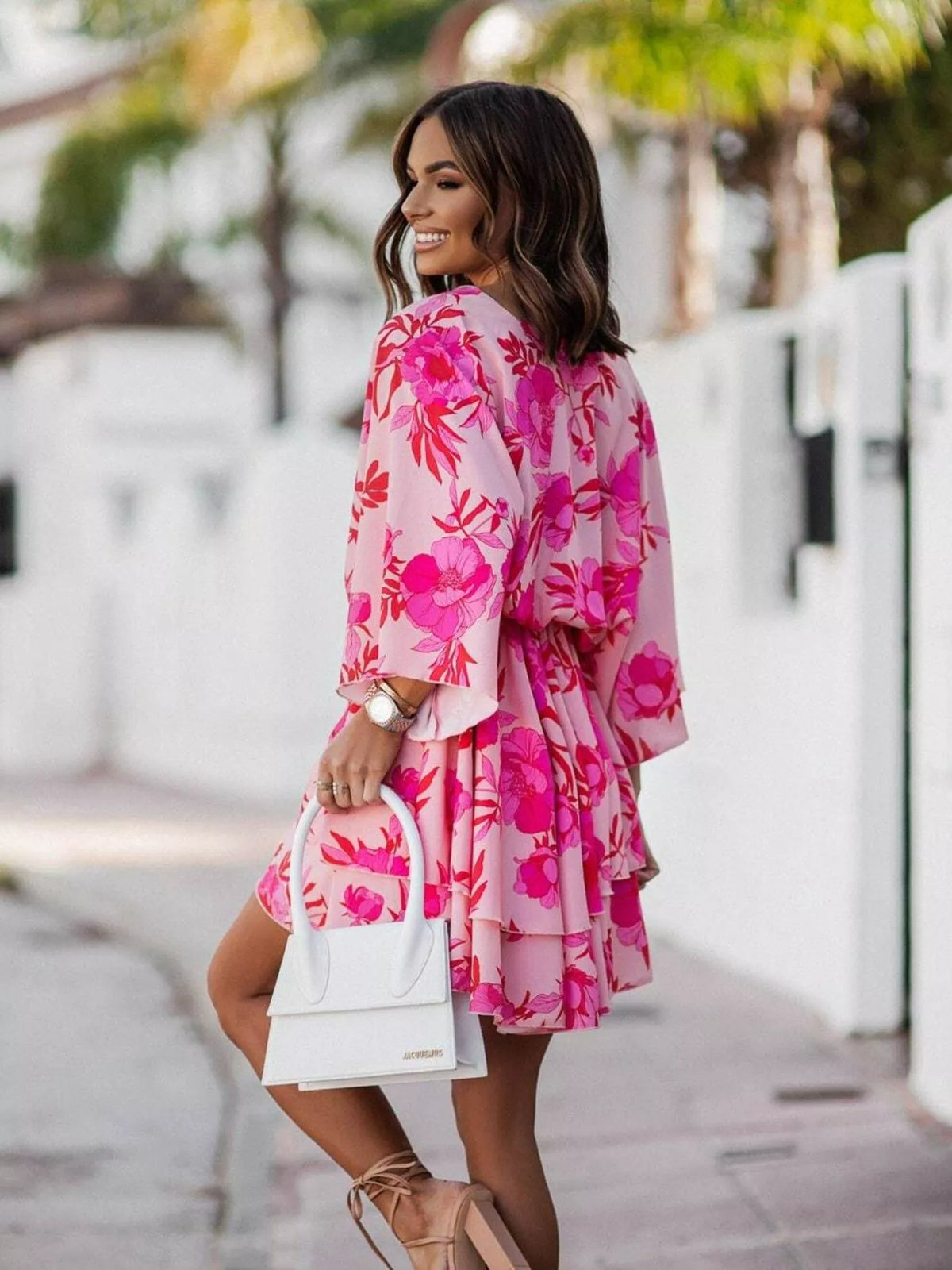 Pele Layered Printed Surplice Mini Dress — view 5