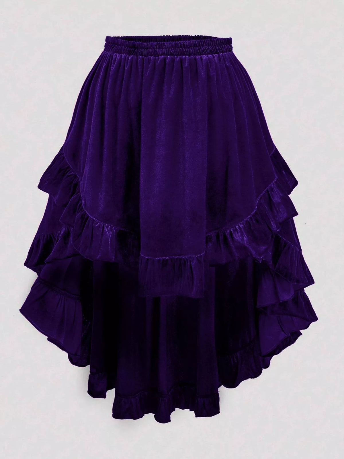 Aurora Ruffled Velvet Elastic Waist Skirt — view 15