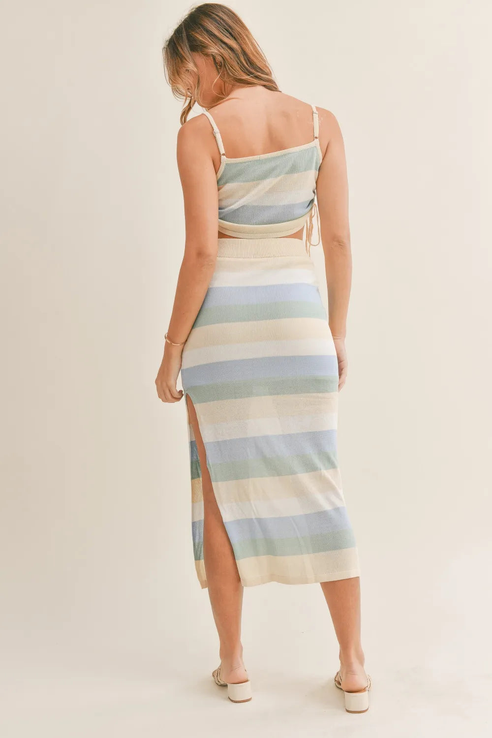 Ishtar Striped Knit Cami and Midi Skirt Set — view 3