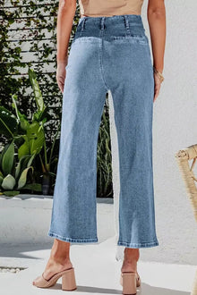 Lakshmi Button Fly Cropped Wide Leg Jeans — thumbnail 3