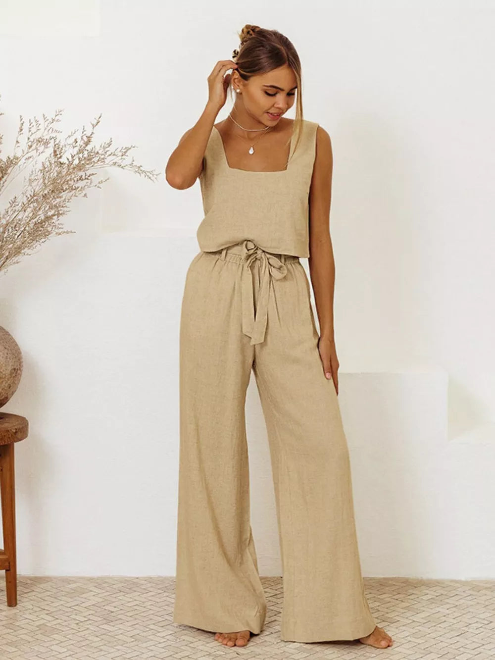Hathor Square Neck Sleeveless Top and Pants Set — view 1