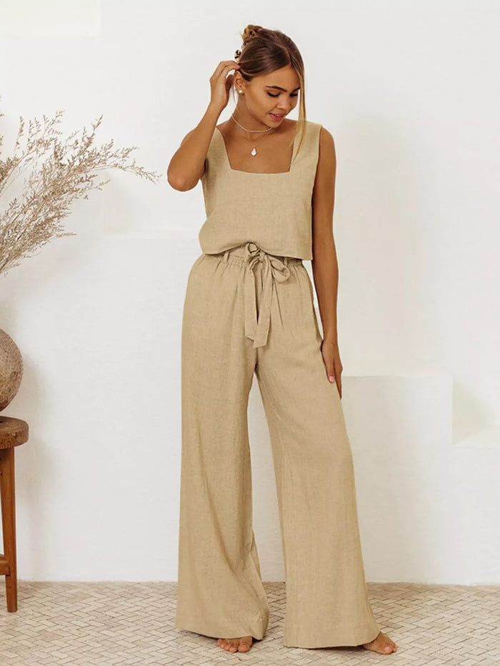 Hathor Square Neck Sleeveless Top and Pants Set