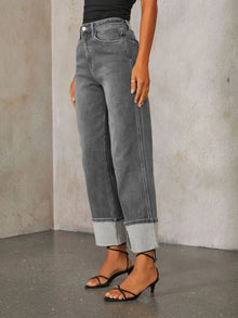 Eos High Waisted Straight Leg Rolled Jeans — thumbnail 10