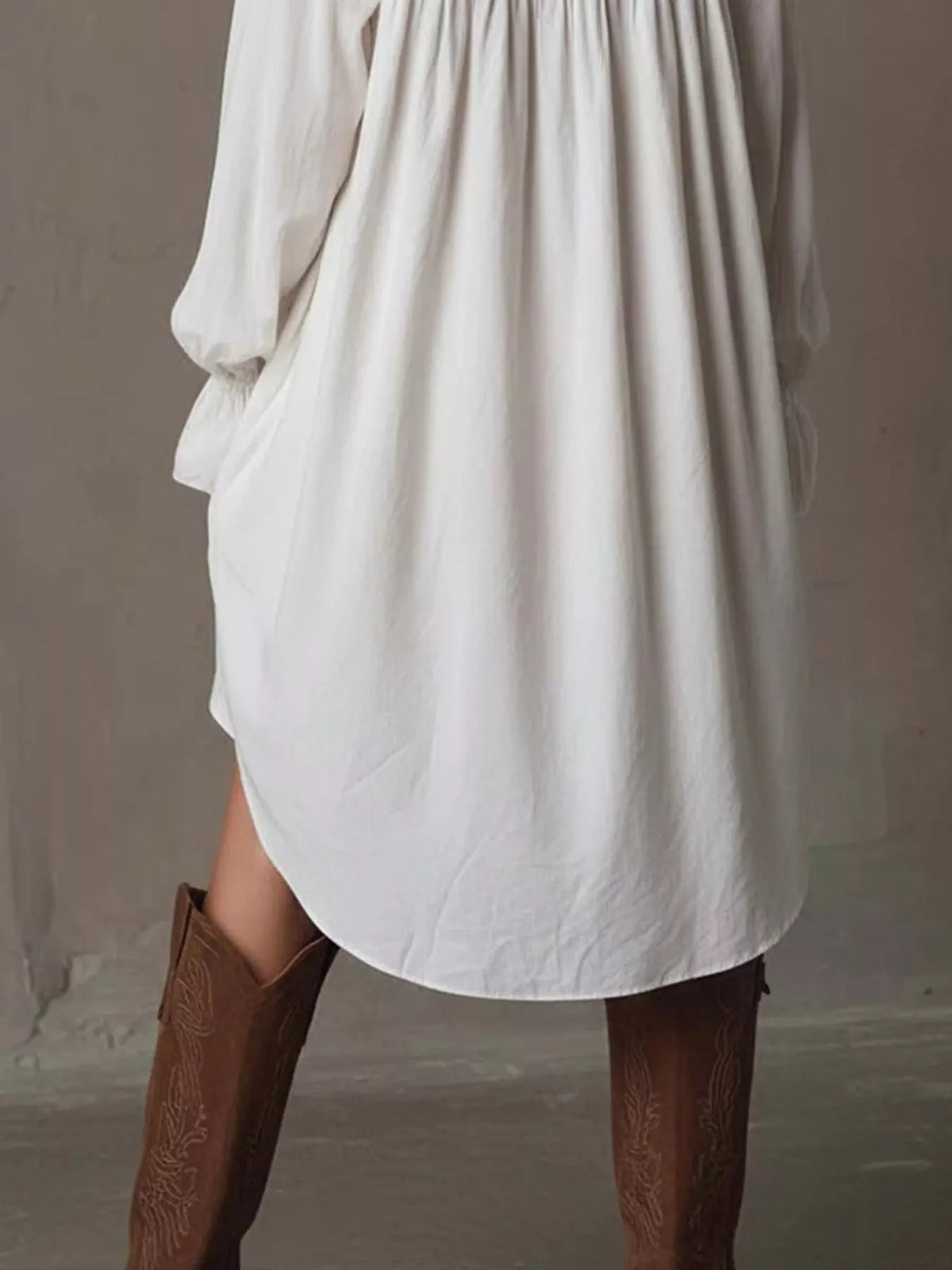 Selene Embroidered High-Low Shirt Dress — view 5