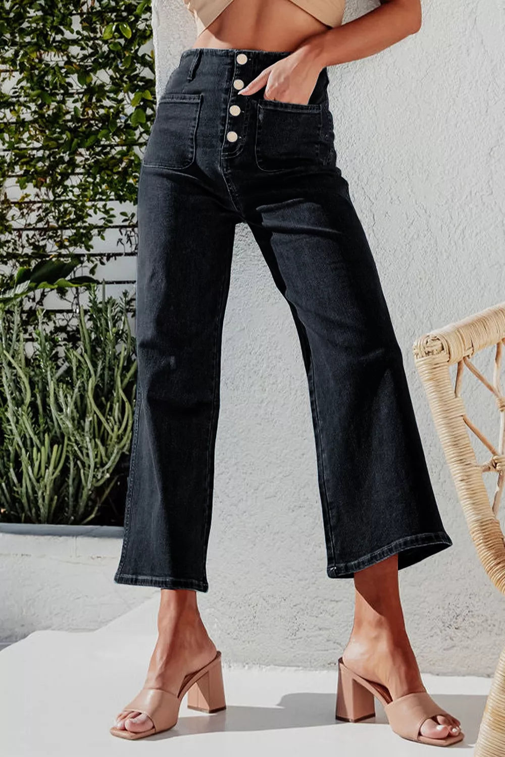 Artemis High-Waisted Button-Fly Wide-Leg Jeans — view 4