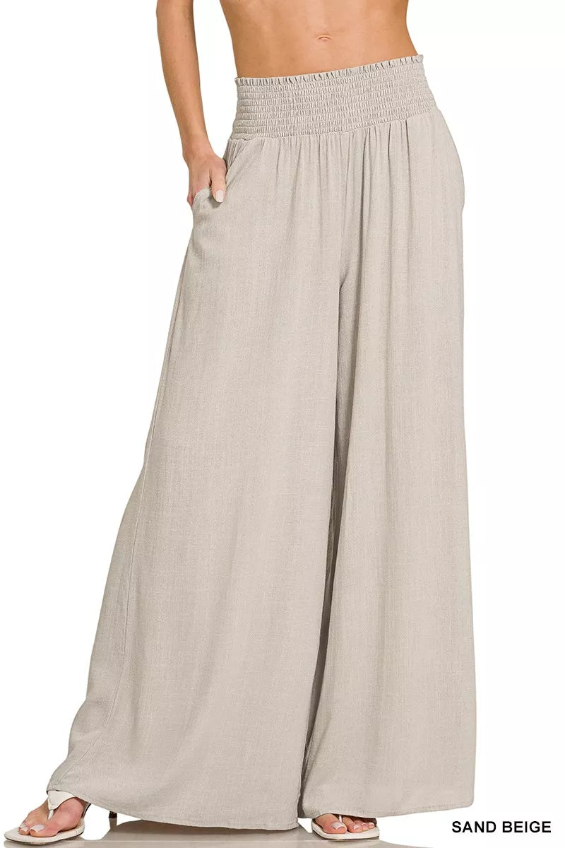 Rhea Smocked Waistband Wide Leg Lounge Pants — view 4