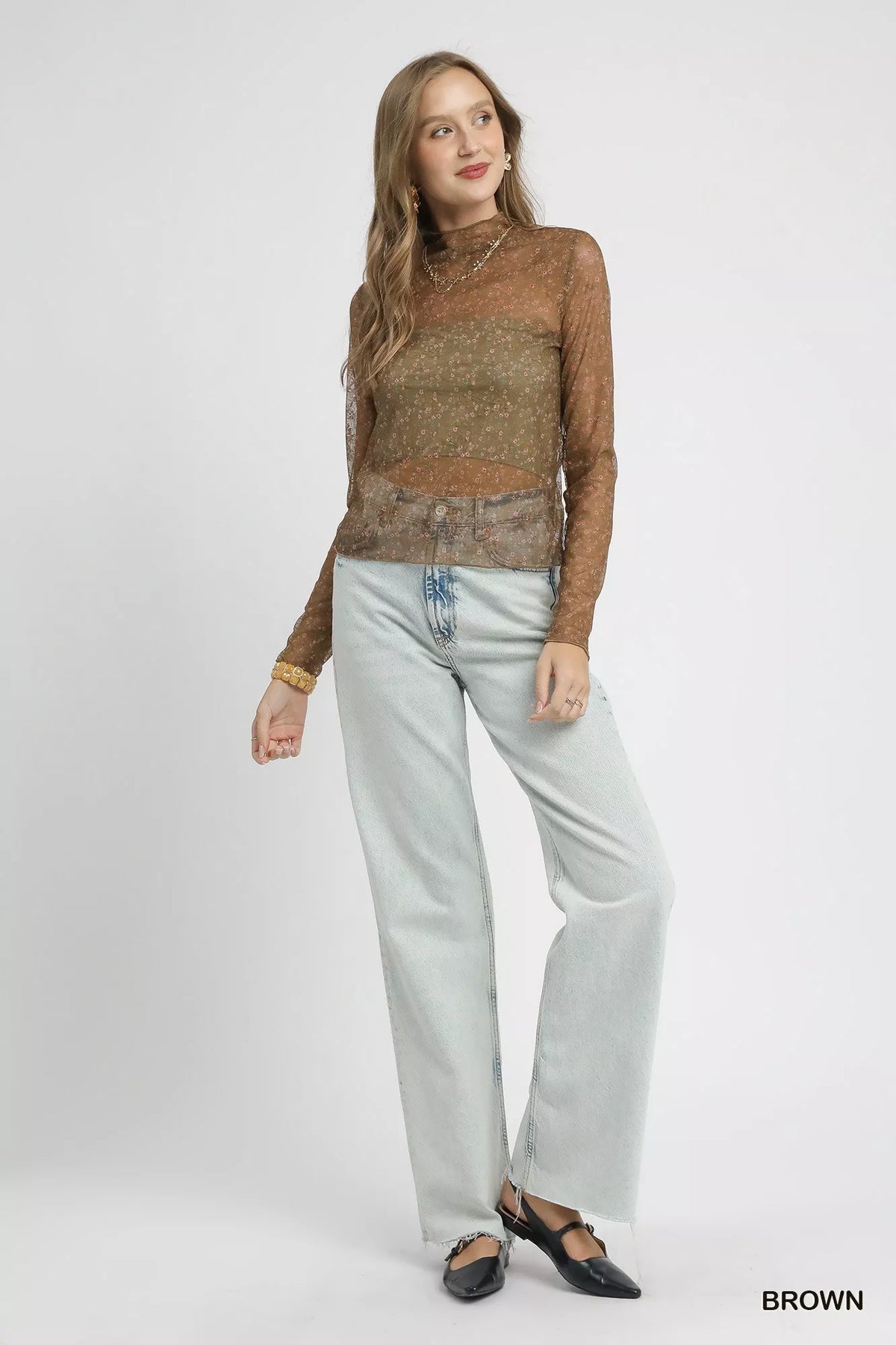 Morrigan Lace Mesh Long Sleeve Top — view 4