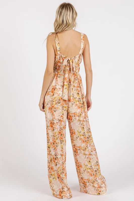 Persephone Flower Print Gathered Bust Sleeveless Jumpsuit — view 2
