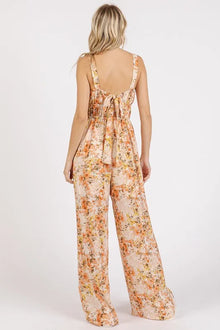 Persephone Flower Print Gathered Bust Sleeveless Jumpsuit — thumbnail 2